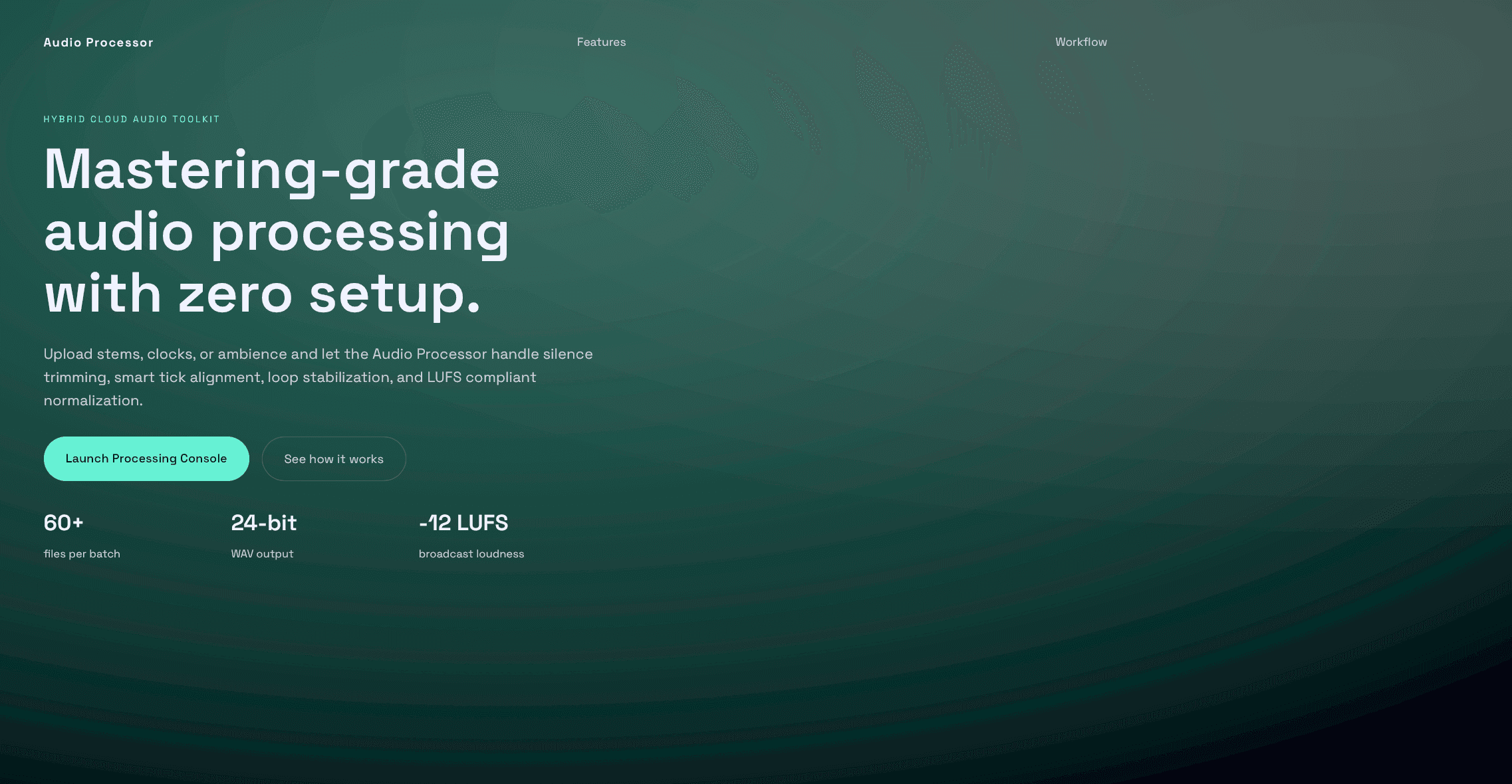 Audio Processor Landing Page